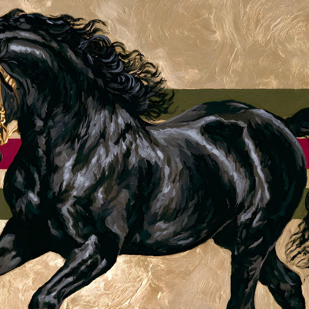 Golden Galloping Stallion Canvas Wall Art