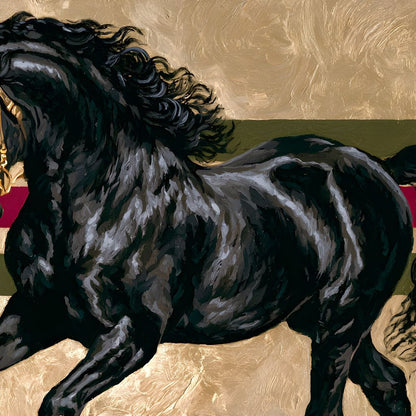 Golden Galloping Stallion Canvas Wall Art