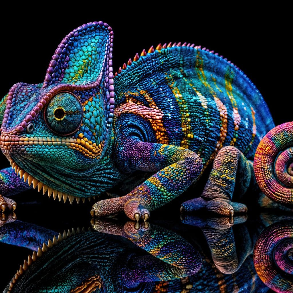 Chromatic Chameleon Canvas Wall Art
