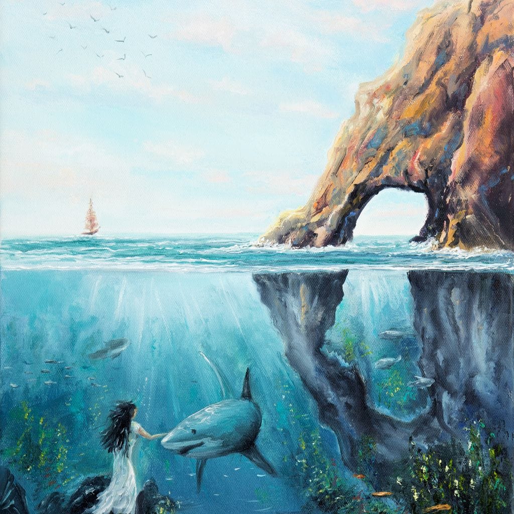Swimming with the Shark Canvas Wall Art