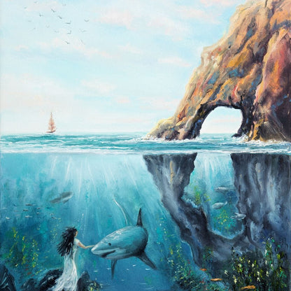 Swimming with the Shark Canvas Wall Art