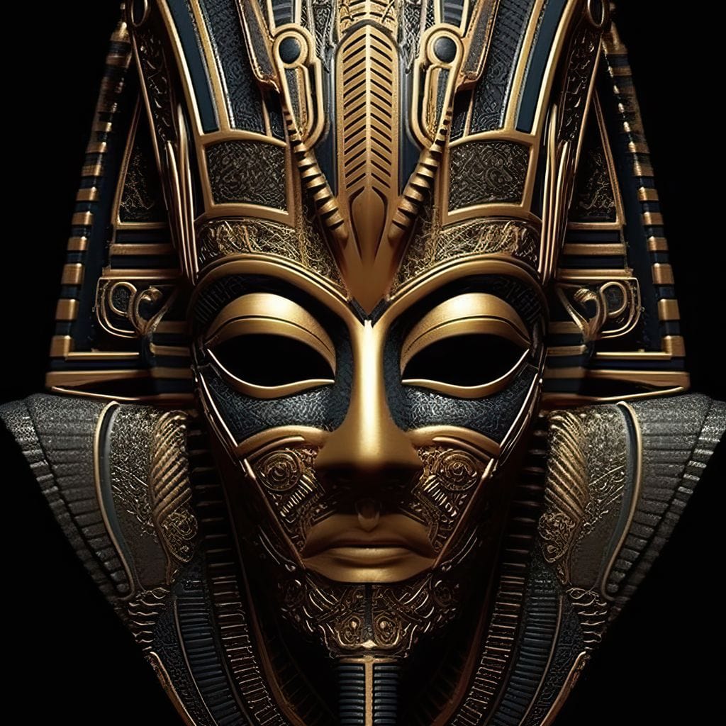 Regal Mask of the Golden Ruler Canvas Wall Art