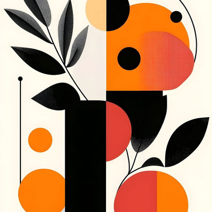 Mid Century Citrus Geometry Canvas Wall Art