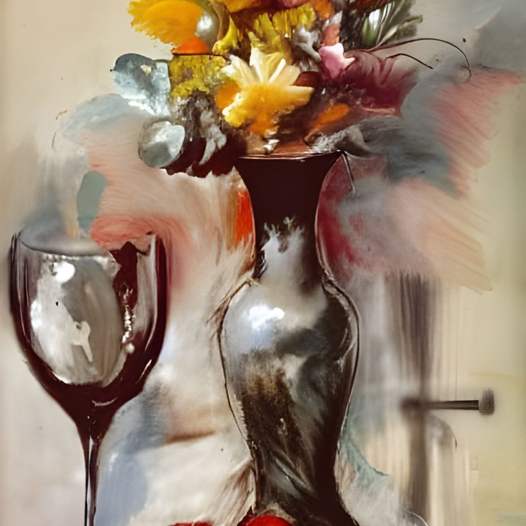 Abstract Wine & Flowers 02 Canvas Wall Art