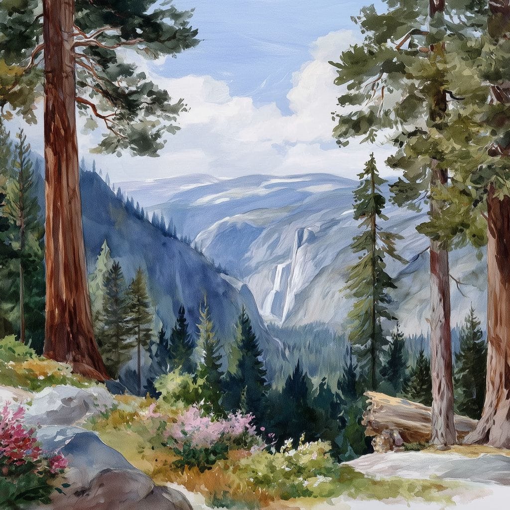 Sierra Falls Pine Vista Trail Canvas Wall Art