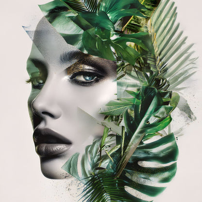 Botanical Muse Fusion Portrait Canvas Wall Art