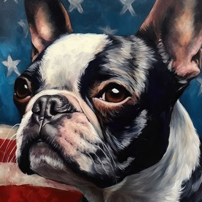 Land of the Brave Boston Terrier Canvas Wall Art