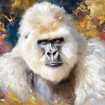 Majestic White Gorilla Portrait Canvas Wall Art