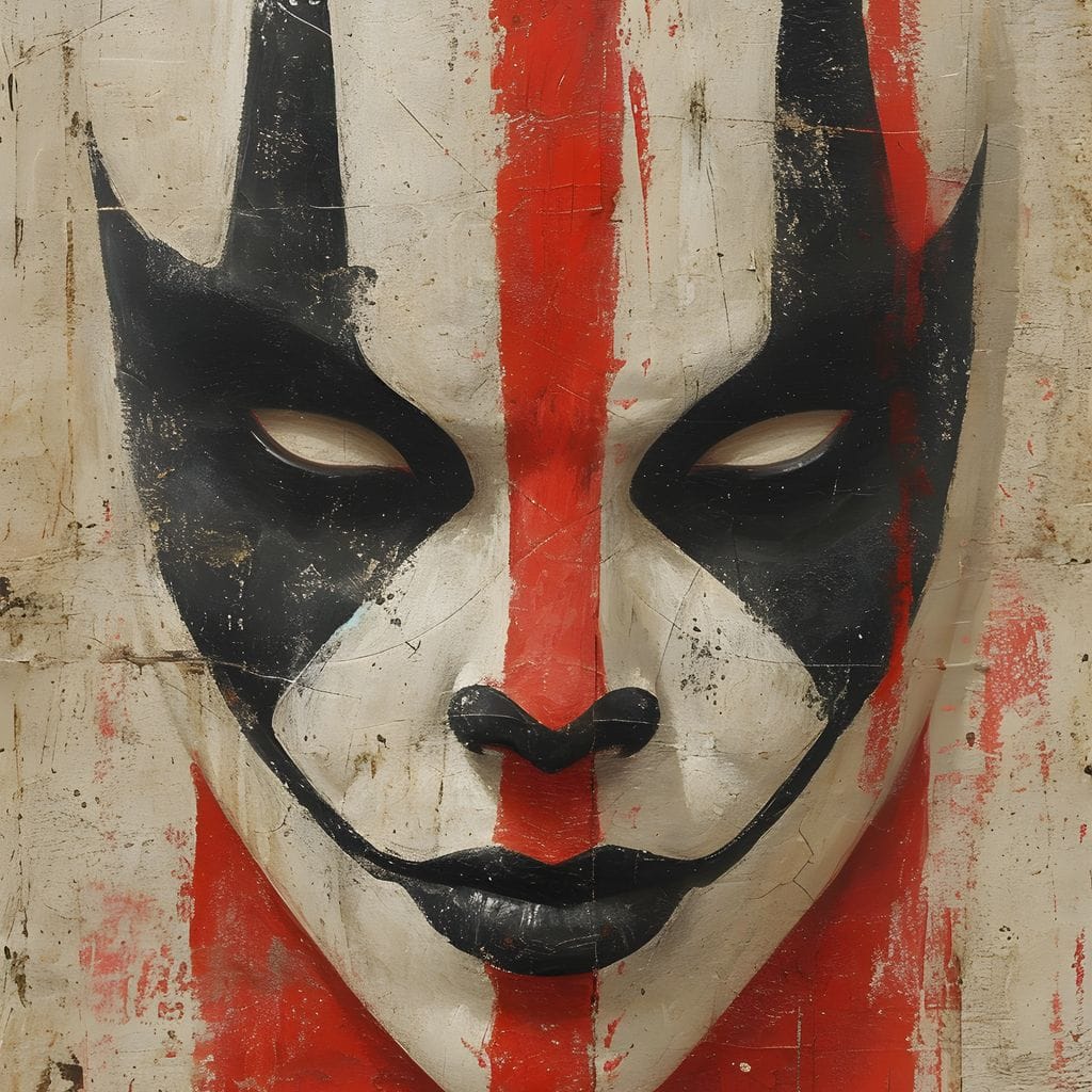 Tribal Mask Red Strike Face Canvas Wall Art