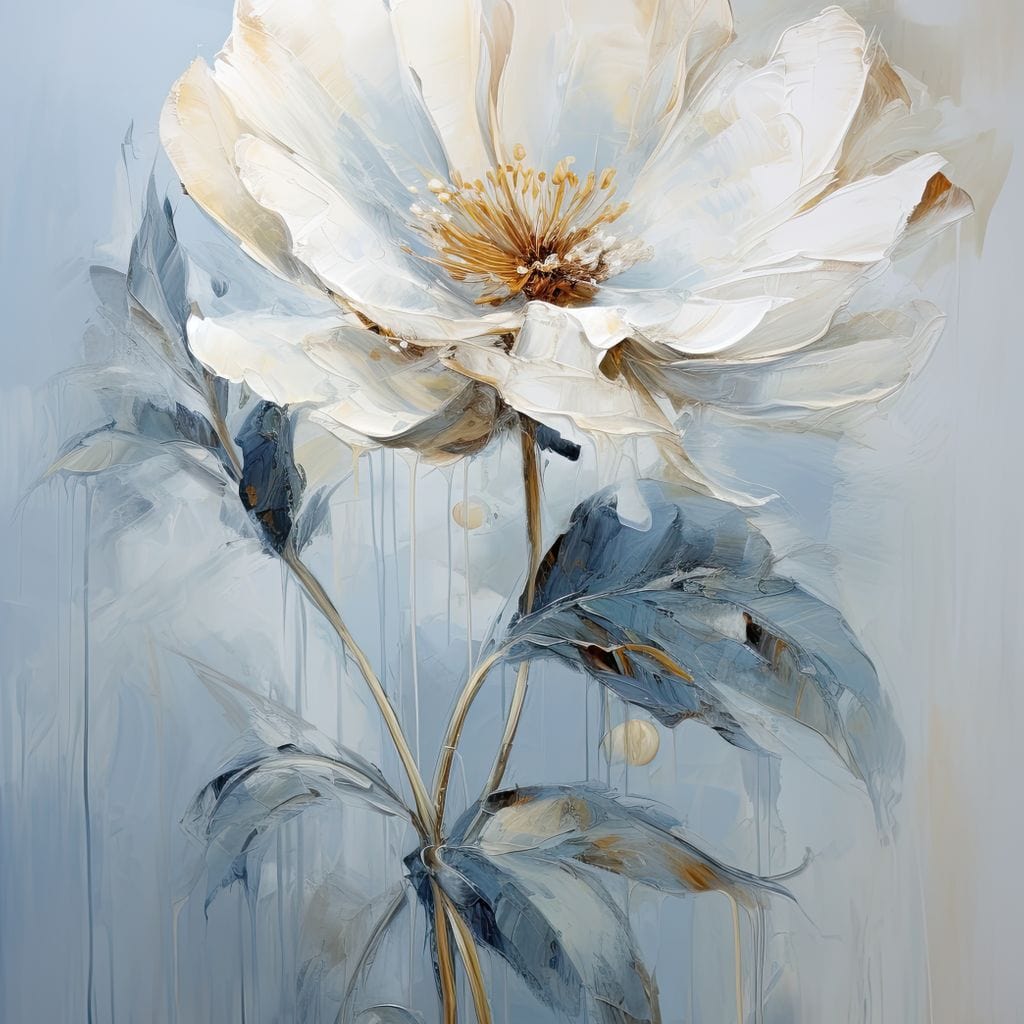 Azure Serenity Blossom Canvas Wall Art