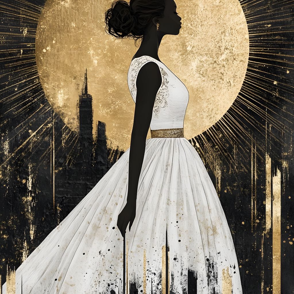 Golden Silhouette City Radiance Canvas Wall Art