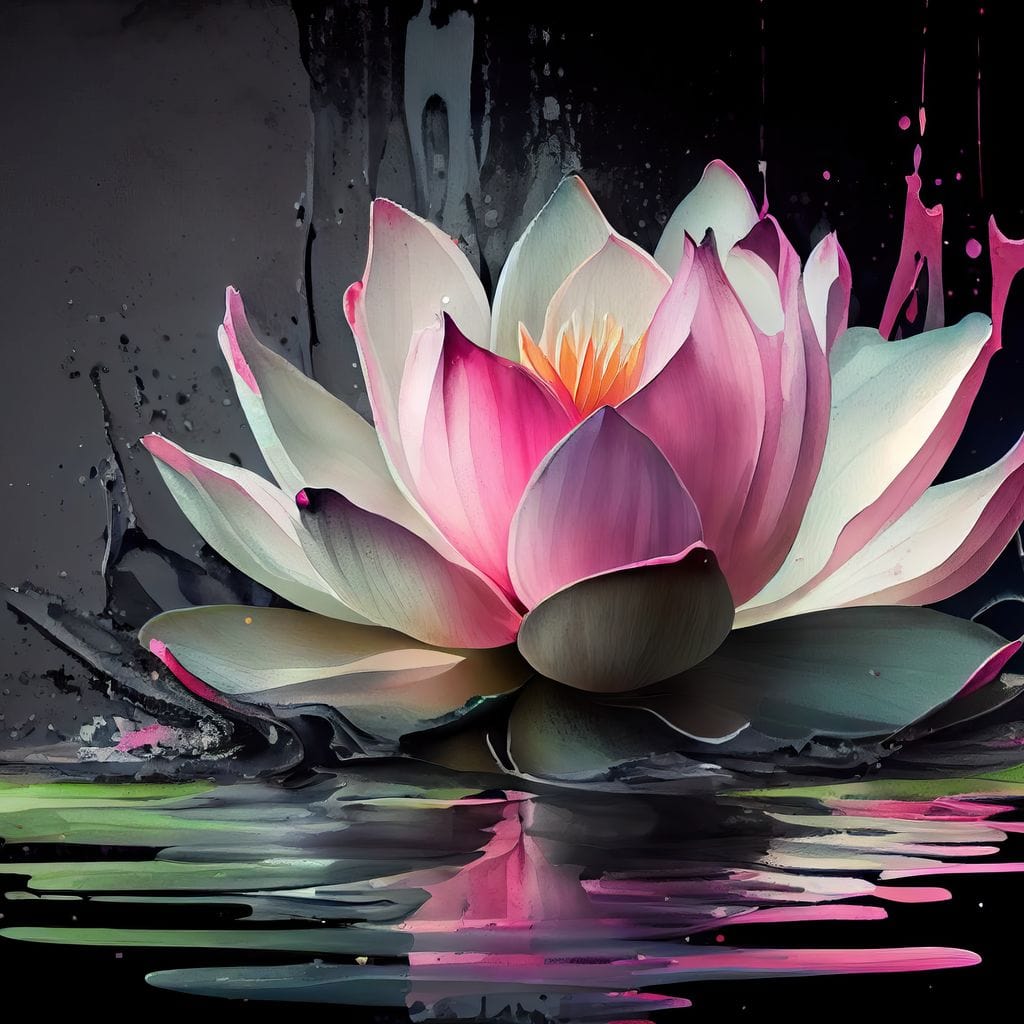 Watercolor Lotus Flower Canvas Wall Art