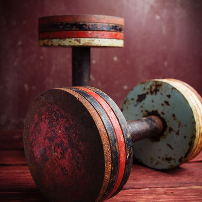 Rusty Dumbbells Canvas Wall Art