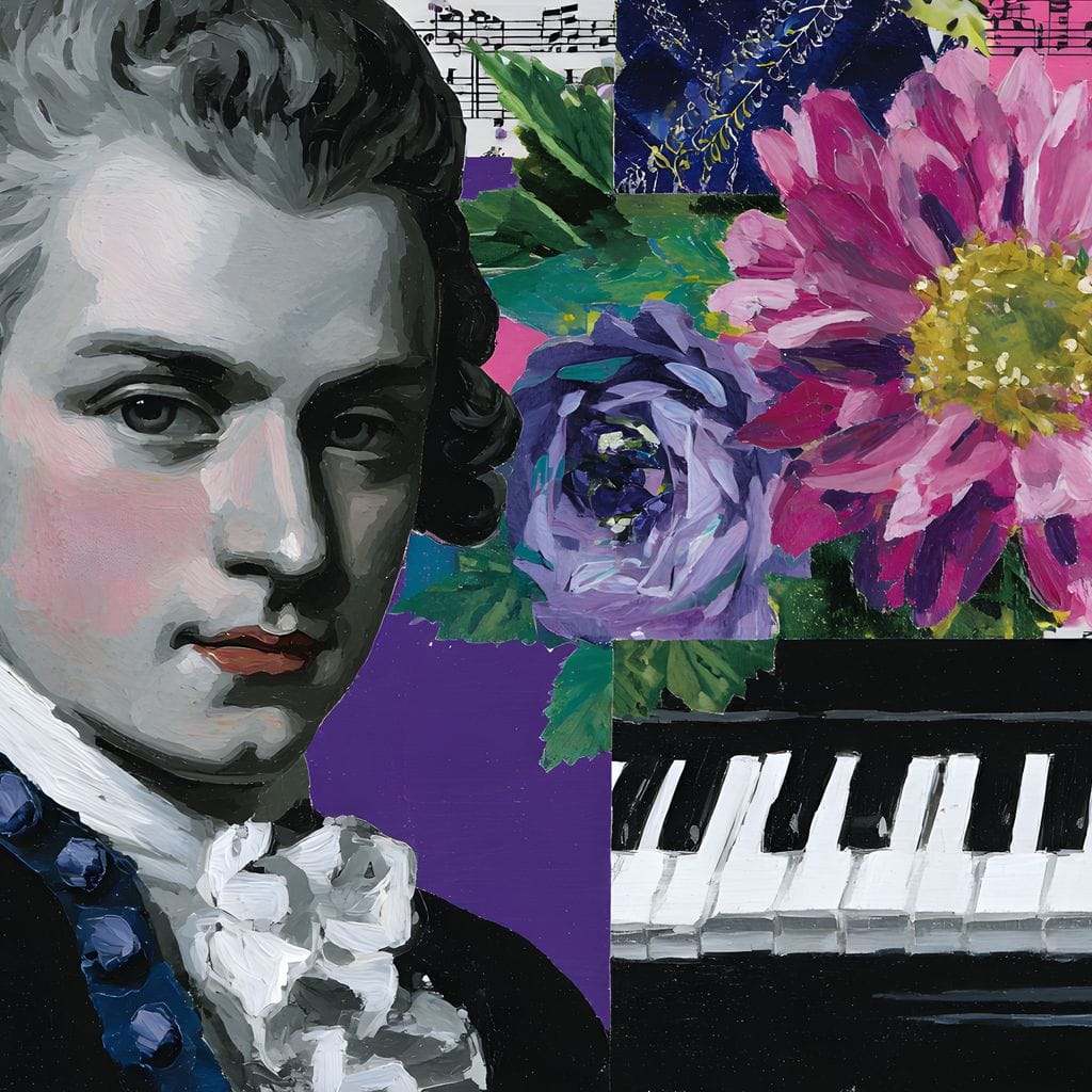 Classical Piano Pink Flowers Canvas Wall Art