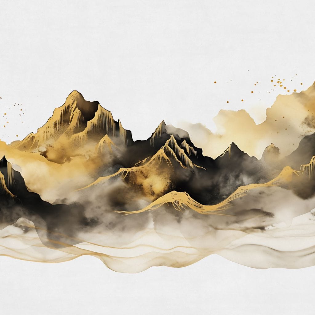 Golden Misty Peaks Panorama Canvas Wall Art