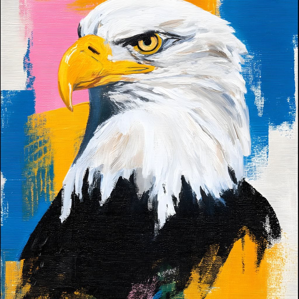 Bold Eagle Pop Portrait Canvas Wall Art