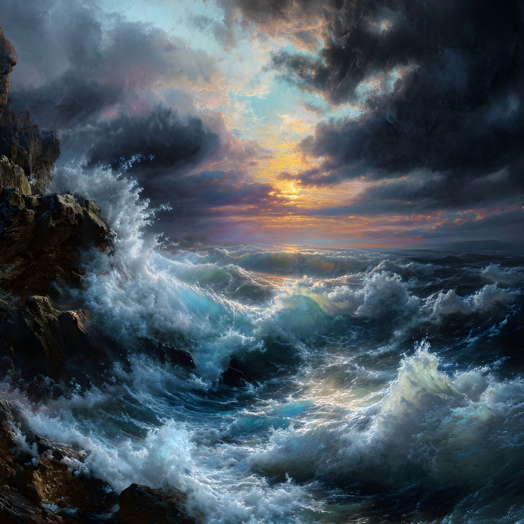 Tempest Dawn Ocean Fury Canvas Wall Art