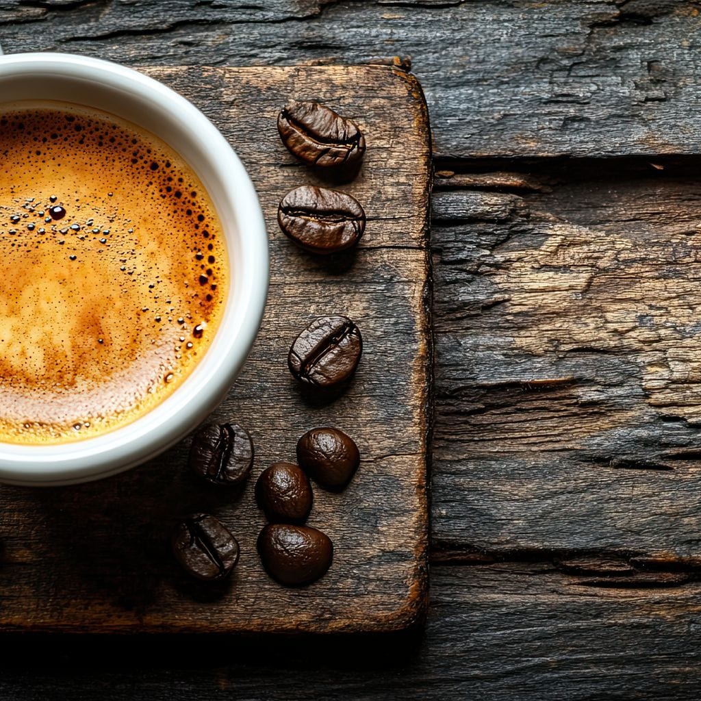 Espresso Essence on Rustic Wood Canvas Wall Art