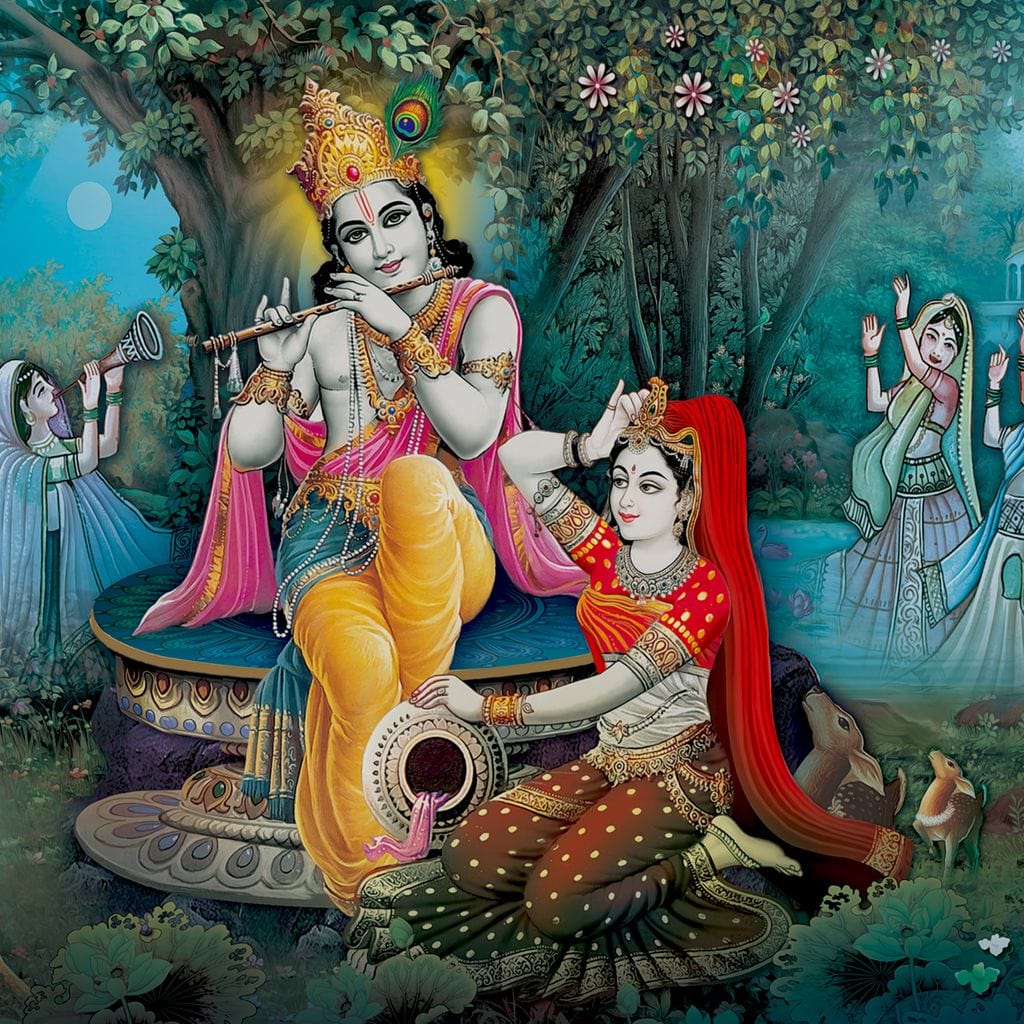 Radha & Krishna Love Tree Canvas Wall Art