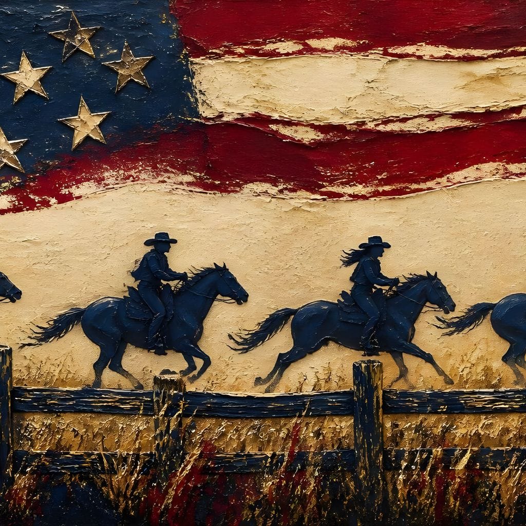 Galloping Past Frontier Lines Canvas Wall Art
