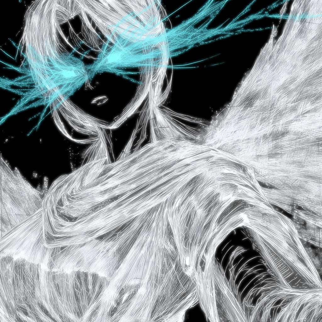 Celestial Guardian Neon Wings Canvas Wall Art