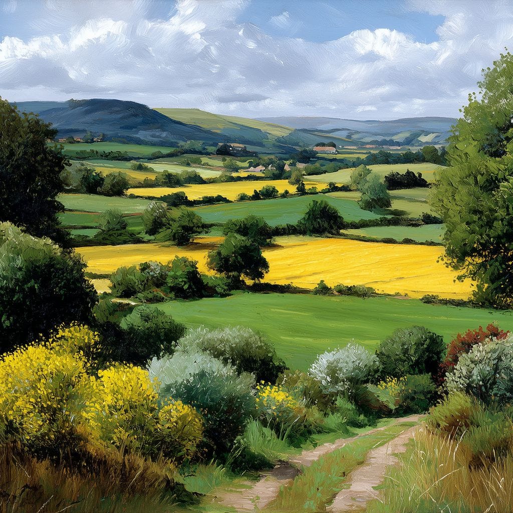 Golden Fields Country Path Canvas Wall Art