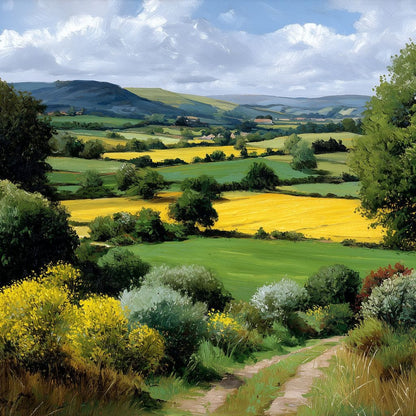 Golden Fields Country Path Canvas Wall Art