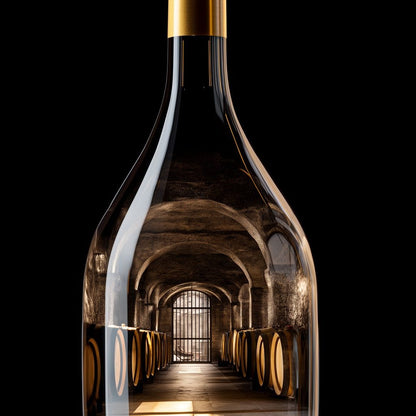 Golden Cellar Bottle Portal Canvas Wall Art