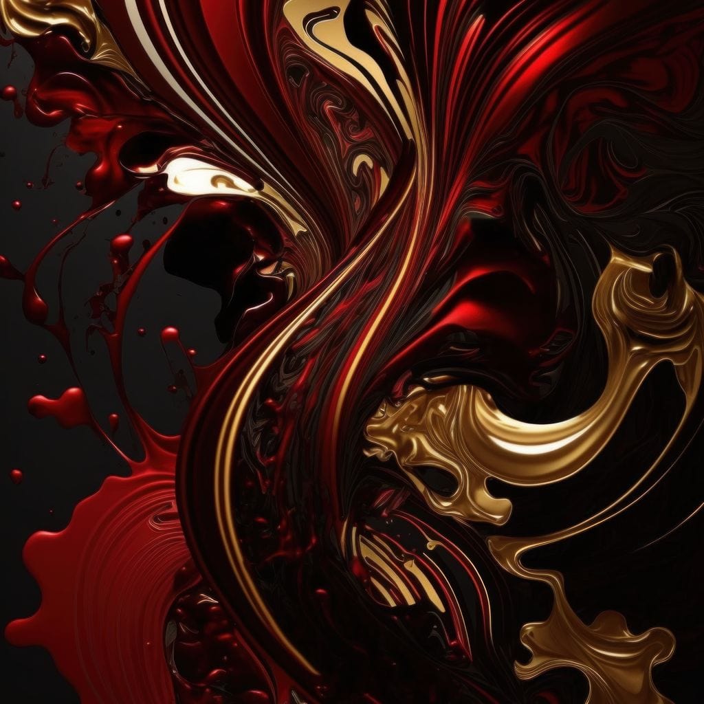 The Marble-Lux Collection: Dark Red & Vibrant Gold 09 Canvas Wall Art