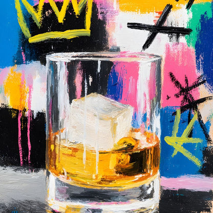 Whiskey Crown Pop Graffiti Scene Canvas Wall Art