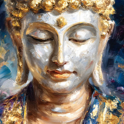 Golden Buddha Meditation Glow Canvas Wall Art