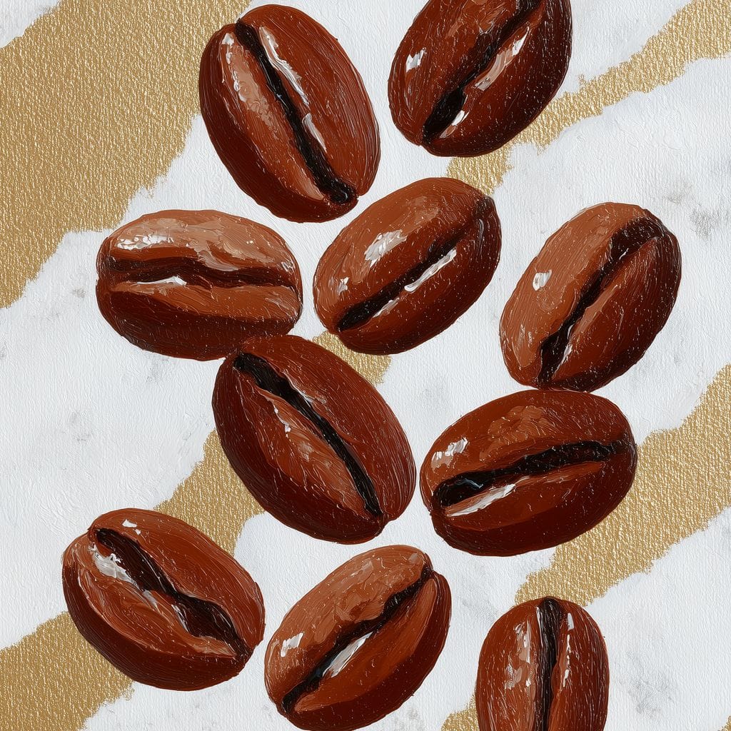 Coffee Beans Gilded Background Canvas Wall Art