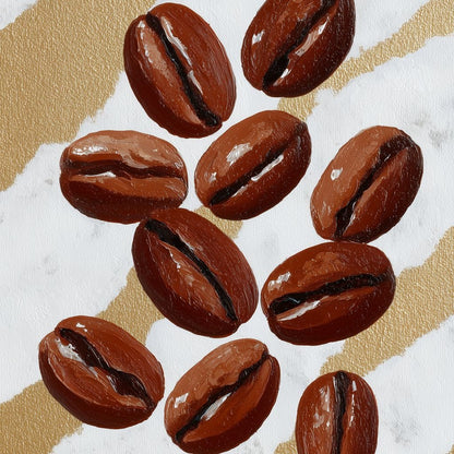 Coffee Beans Gilded Background Canvas Wall Art