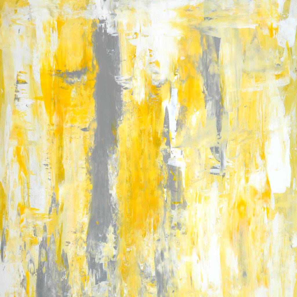 Grey & Yellow Abstract Art Painting Canvas Wall Art