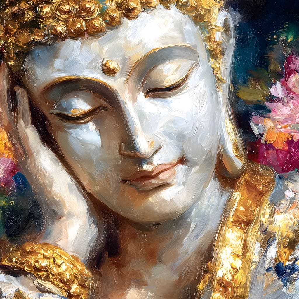 Golden Buddha Lotus Reverie Canvas Wall Art