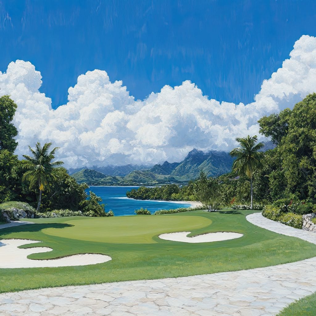 Tranquil Shoreline Golf Retreat Canvas Wall Art