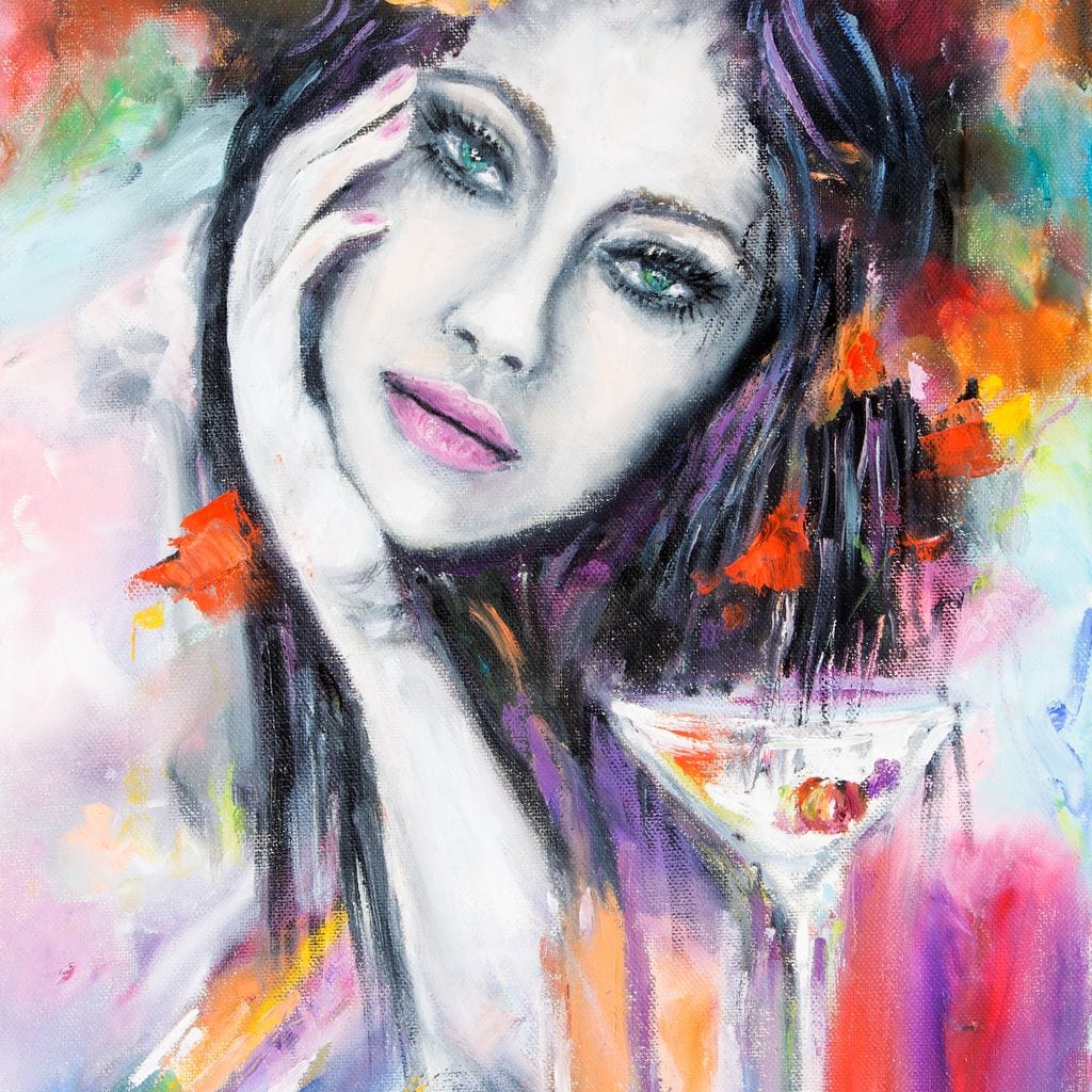 Martini Girl Canvas Wall Art