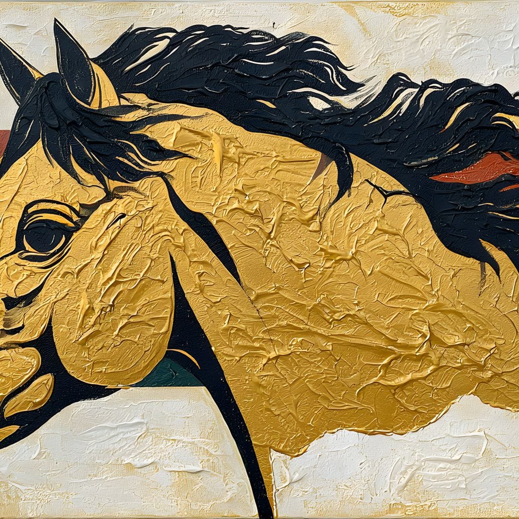 Golden Stallion Portrait Canvas Wall Art