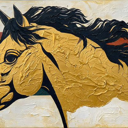 Golden Stallion Portrait Canvas Wall Art