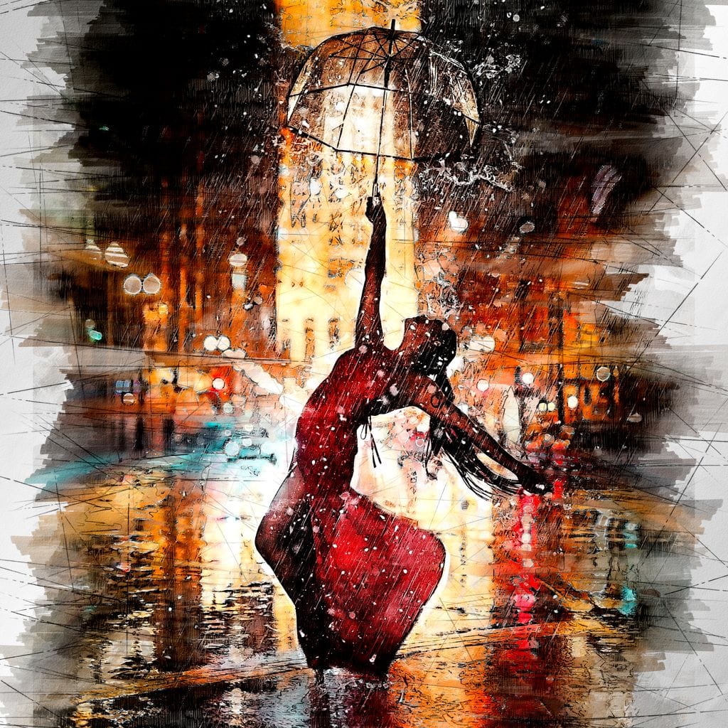 Rainy Night Dance Canvas Wall Art
