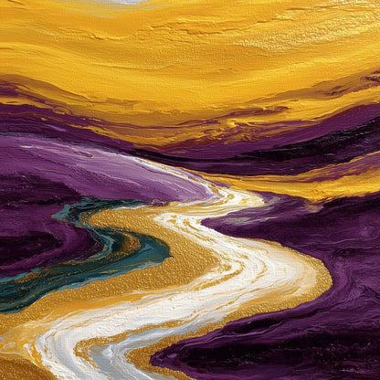Golden River Through Violet Dunes Canvas Wall Art