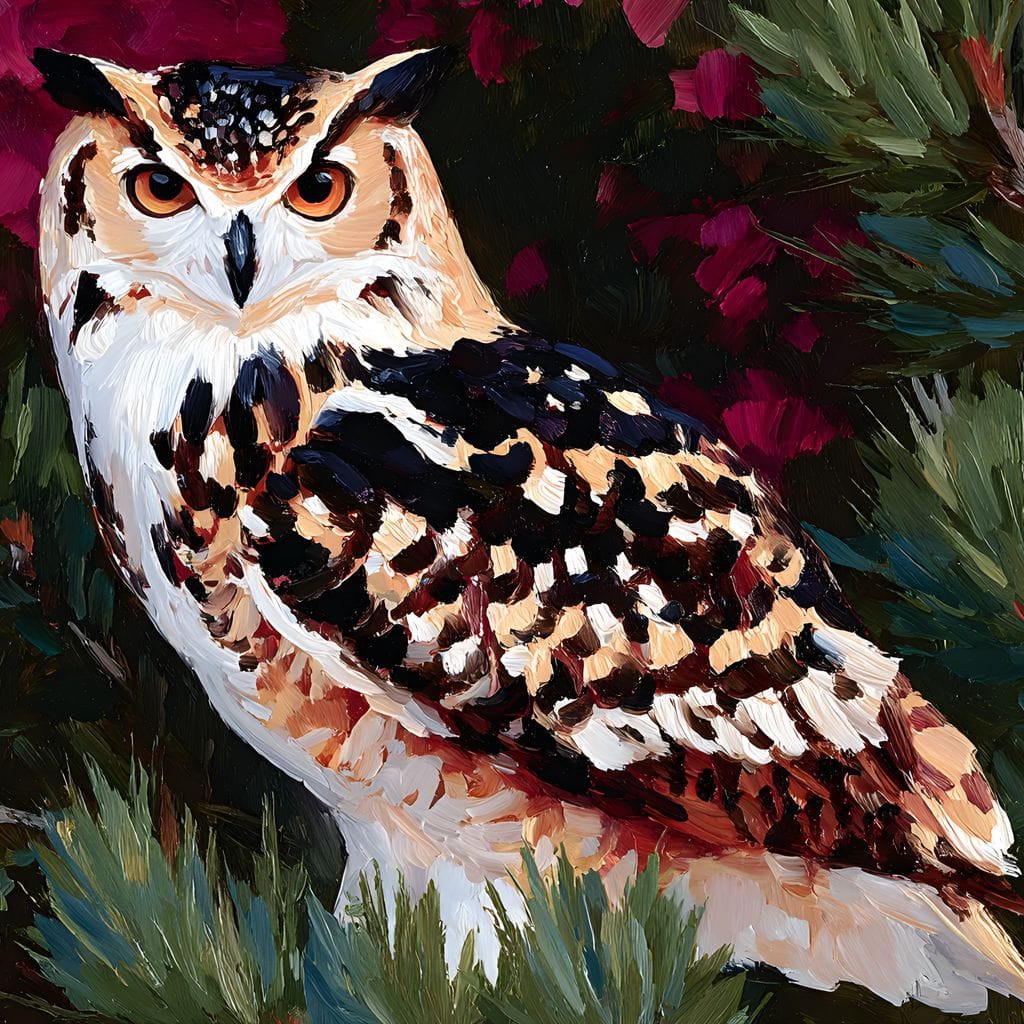 Autumn Pines Watchful Owl Canvas Wall Art