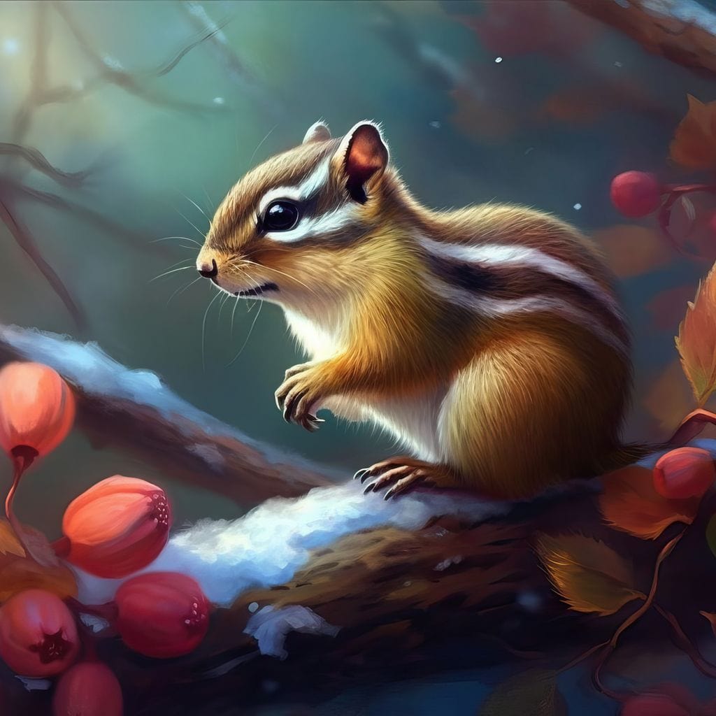 Winter Chipmunk Canvas Wall Art