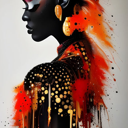 Female Portrait Paint Splash 035 Canvas Wall Art