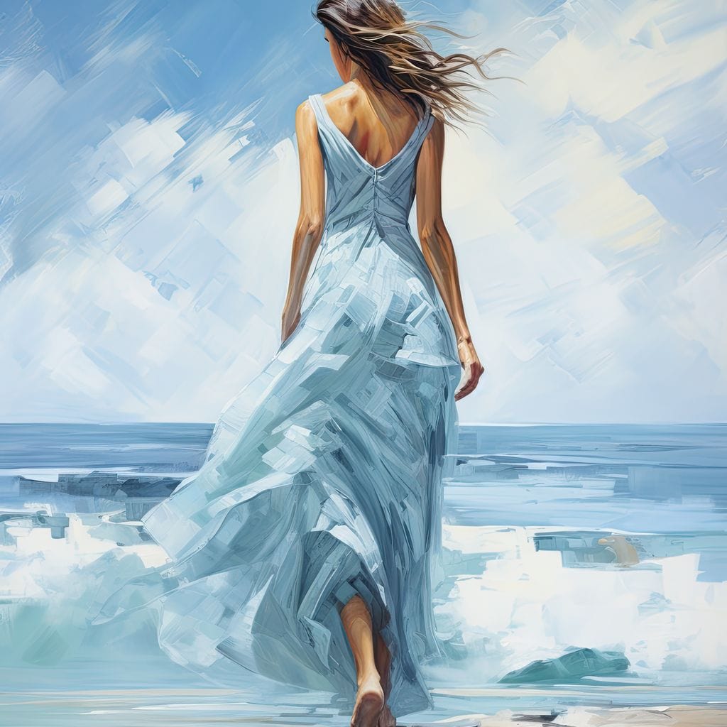 Azure Serenity Stroll Canvas Wall Art
