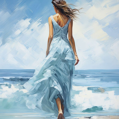Azure Serenity Stroll Canvas Wall Art