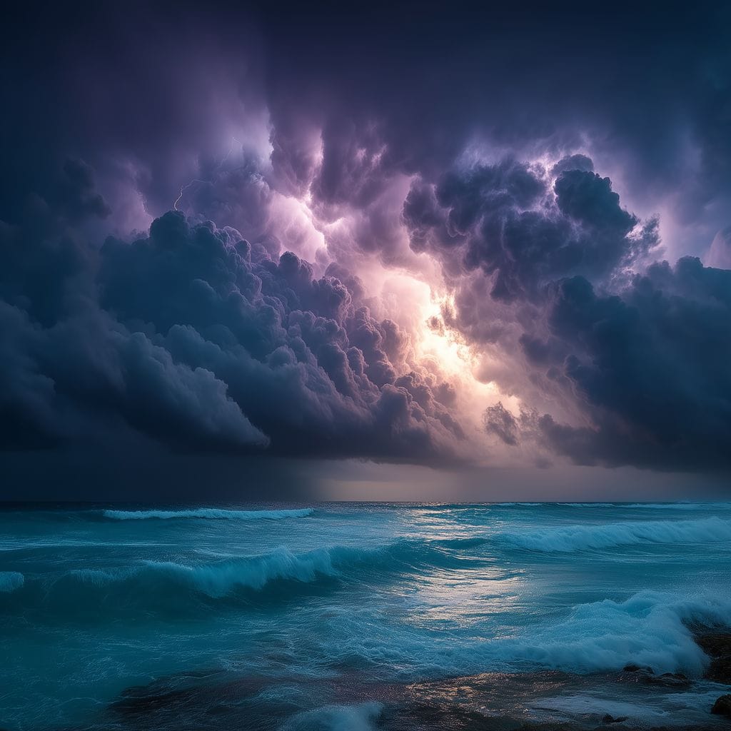 Tempest Sky Over Ocean Waves Canvas Wall Art