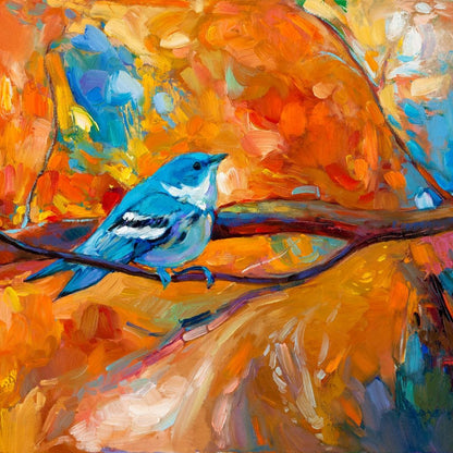 Blue Cerulean Warbler Bird Canvas Wall Art