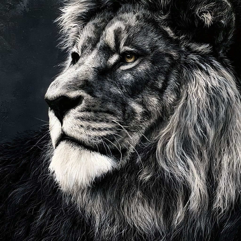 Somber Lion Canvas Wall Art
