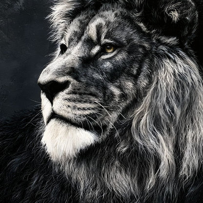 Somber Lion Canvas Wall Art